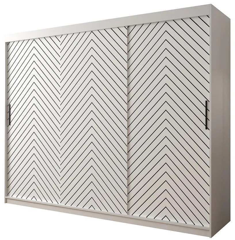 Skriňa Jodełka 1 250 biely/biely/čierna