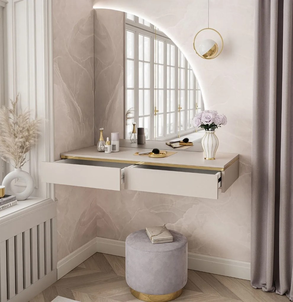 TOALETNÝ STOLÍK NESSIE PRAVÝ + ZRKADLO POLMESIAC