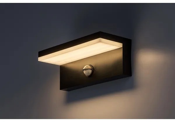 Rabalux 77115-LED Von. nás. svietidlo so senzorom ZARAGOZA LED/9W/230V IP54 čierna