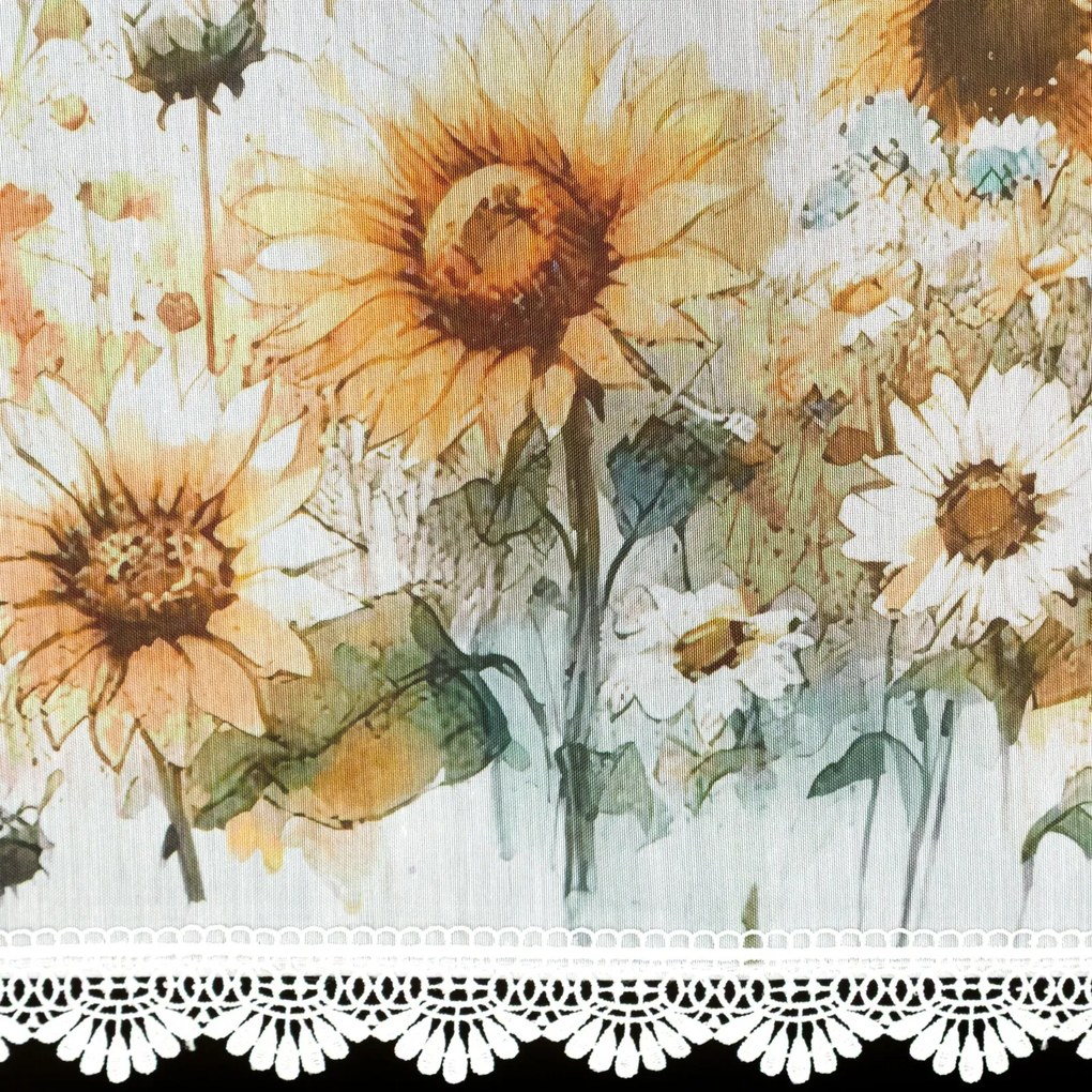 KRÁTKA ZÁCLONA NA PÁSKE SUNFLOWER 150X70 CM KVETY