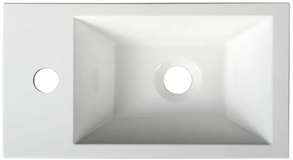 Sapho Sapho, AMAROK liaty mramor umývadlo 40x11x22cm, biele, batéria vľavo, AR400