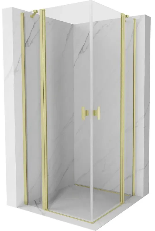 Mexen, Mexen Mist Duo sklápací sprchový kút 85 x 85 cm, transparentný, brúsené zlato - 8A4-085-085-55-00