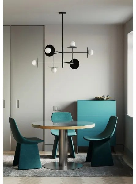 Redo 01-2734 - Luster na tyči PLATO 6xG9/10W/230V čierna