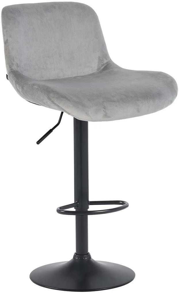 Barová stolička Solon - zamat, čierny rám - šedá