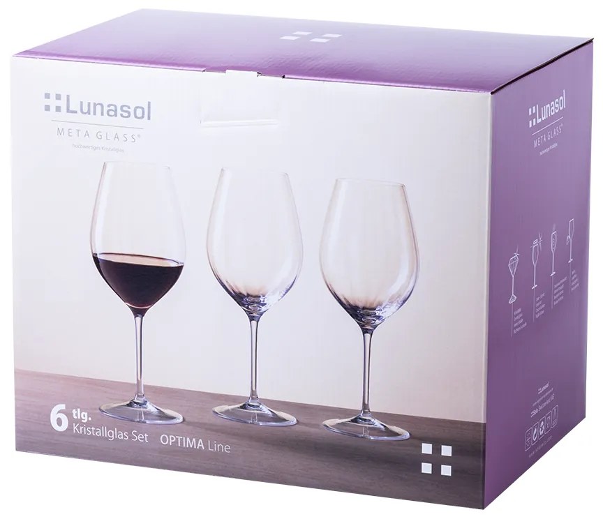 Poháre na červené víno 660 ml set 6 ks - Optima Line Glas Lunasol - 322687