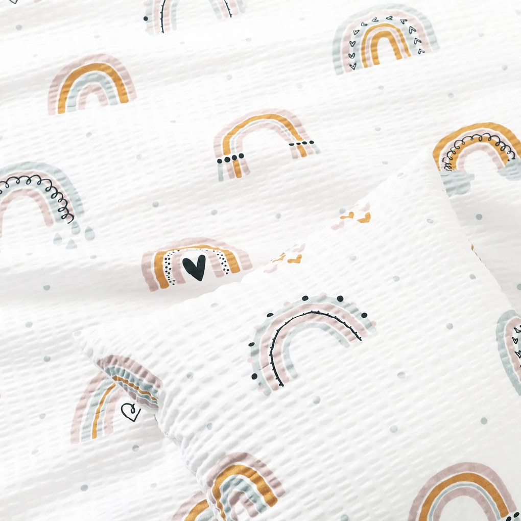 Goldea detská krepová obliečka na vankúš - maľované dúhy 40 x 40 cm