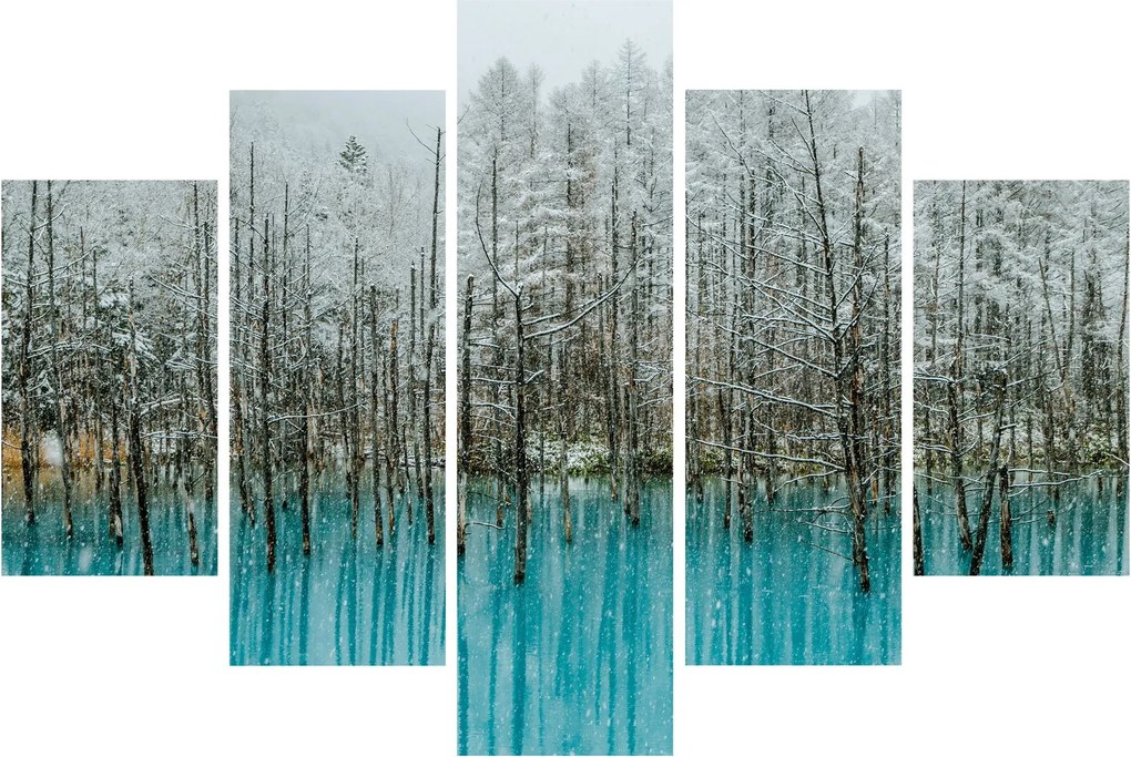 Obraz - Tyrkysový rybník, Biei, Japonsko (150x105 cm)