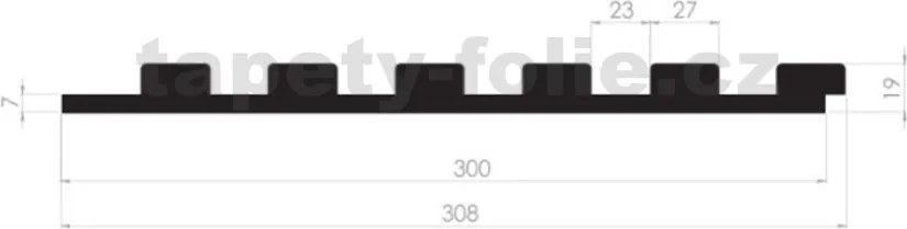 Akustické dekoračné panely, loft 3D lamely na filcovom podklade, rozmer 270 x 30 cm, IMPOL TRADE