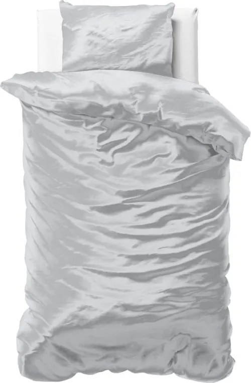 Sivé obliečky zo saténového mikroperkálu na jednolôžko Sleeptime, 140 × 220 cm