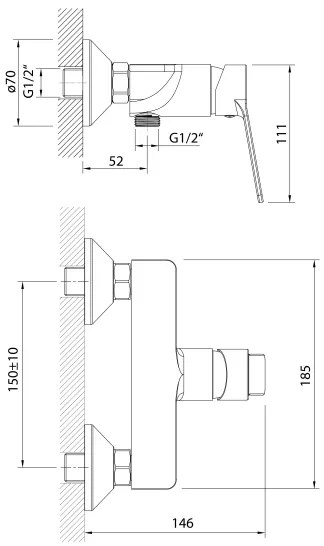 Aqualine - Sprchová batéria SINTRA lesklý chróm