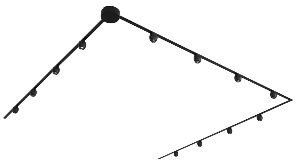 Moderný koľajnicový systém s 12 čiernymi bodovými svetlami 1-fázový - Magnetic Zagaye