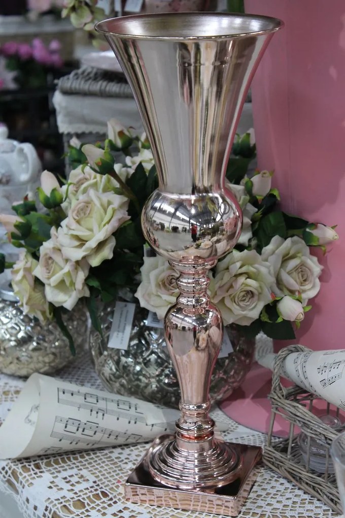 Ružová lesklá moderná váza 48cm