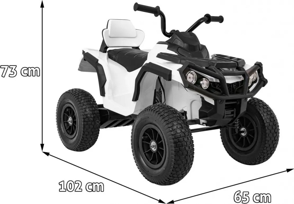 Ramiz Detská štvorkolka poháňaná vzduchovou batériou biela + nafukovacie kolesá + rádio MP3 + pomalý štart