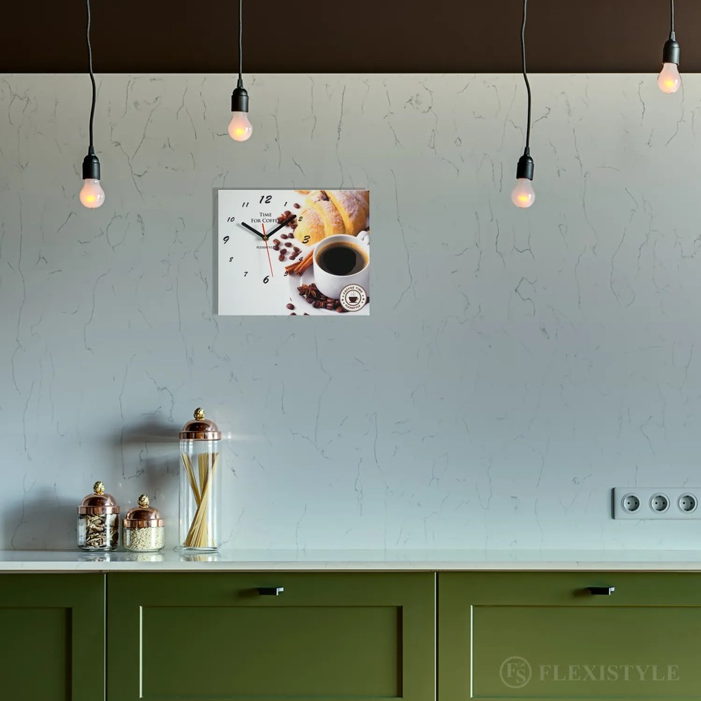 Dekorstudio Moderné hodiny do kuchyne Káva & Croissant