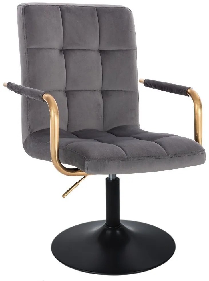 LuxuryForm DESIGN Stolička VERONA GOLD VELUR na čiernom tanieri - tmavo šedá