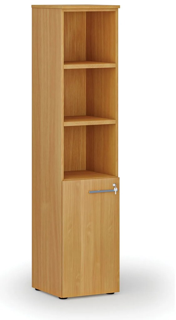 Kombinovaná kancelárska skriňa PRIMO WOOD, dvere na 2 poschodia, 400 x 420 x 1781 mm, buk