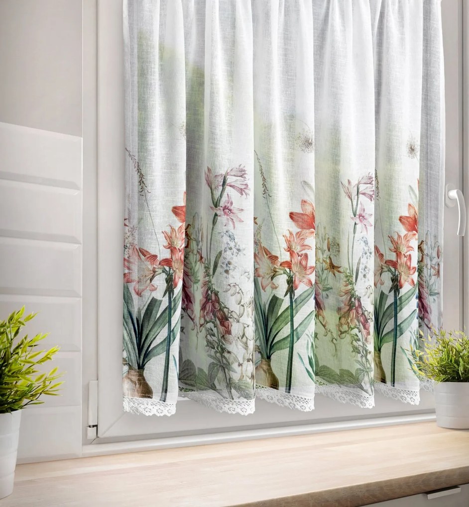 KRÁTKA ZÁCLONA NA PÁSKE NEMEZJA 150X90 CM KVETY