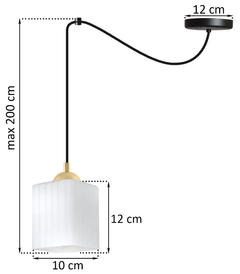 Závesné svietidlo Riffle Square Spider, 1x biele sklenené tienidlo, b/g