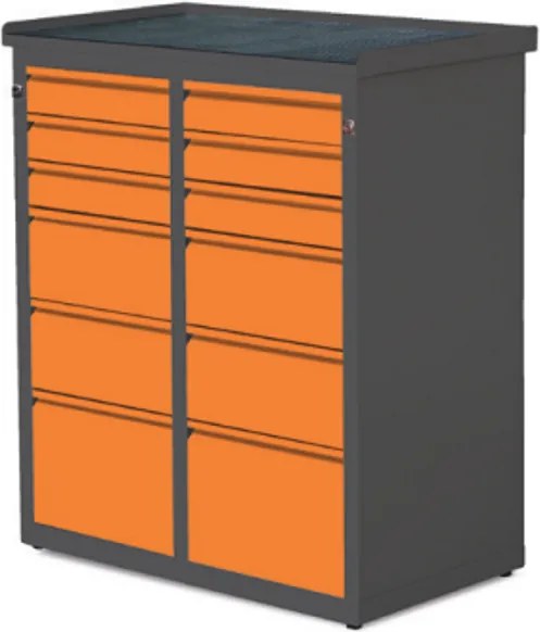 NABBI SW01G/W1 dielenská skrinka so zásuvkami grafit / oranžová