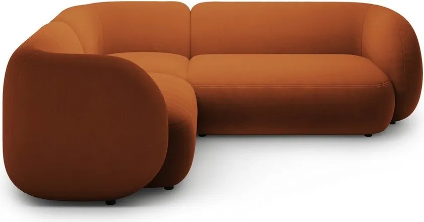 Zamatová rohová pohovka v terakotovej farbe (ľavý roh/do L) Kate – Micadoni