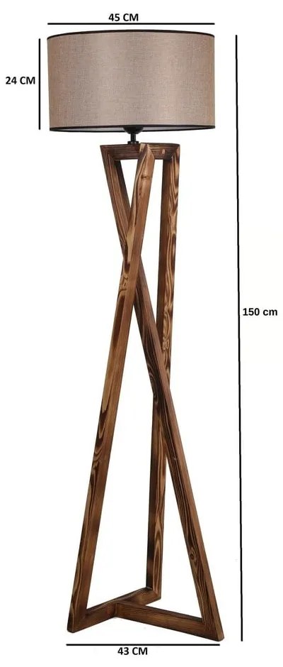 Hnedá stojacia lampa s textilným tienidlom (výška 166 cm) Maçka– Opviq lights