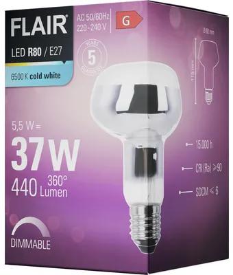 LED žiarovka FLAIR R80 E27 / 5,5 W ( 37 W ) 440 lm 6500 K matná stmievateľná