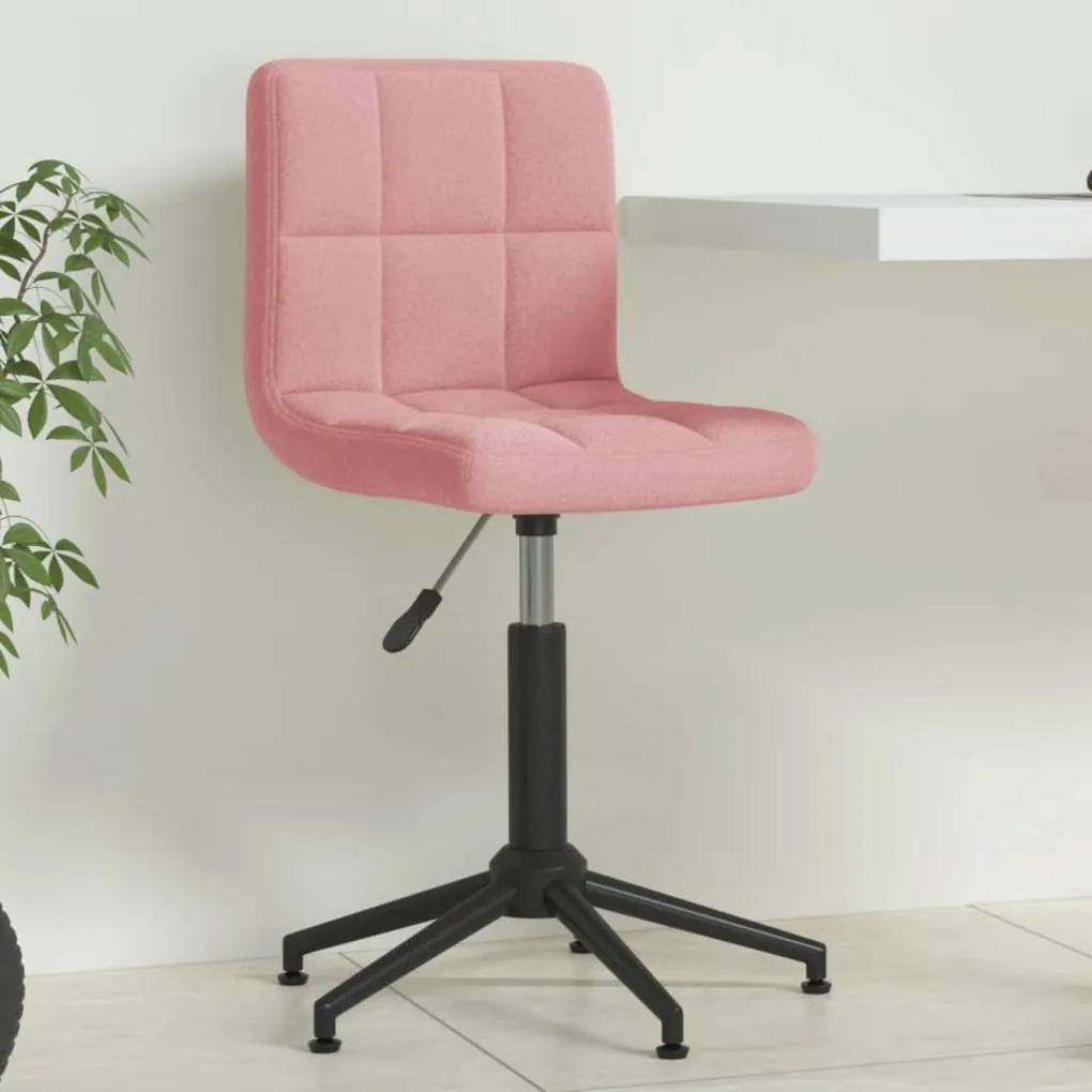 vidaXL Otočná kancelárska stolička ružová zamat