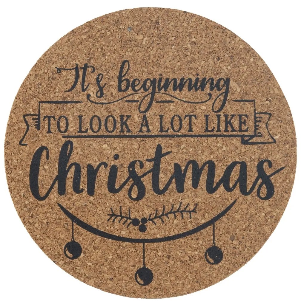 Altom Korková podložka pod hrnček Christmas design pr. 10 cm, sada 4 ks