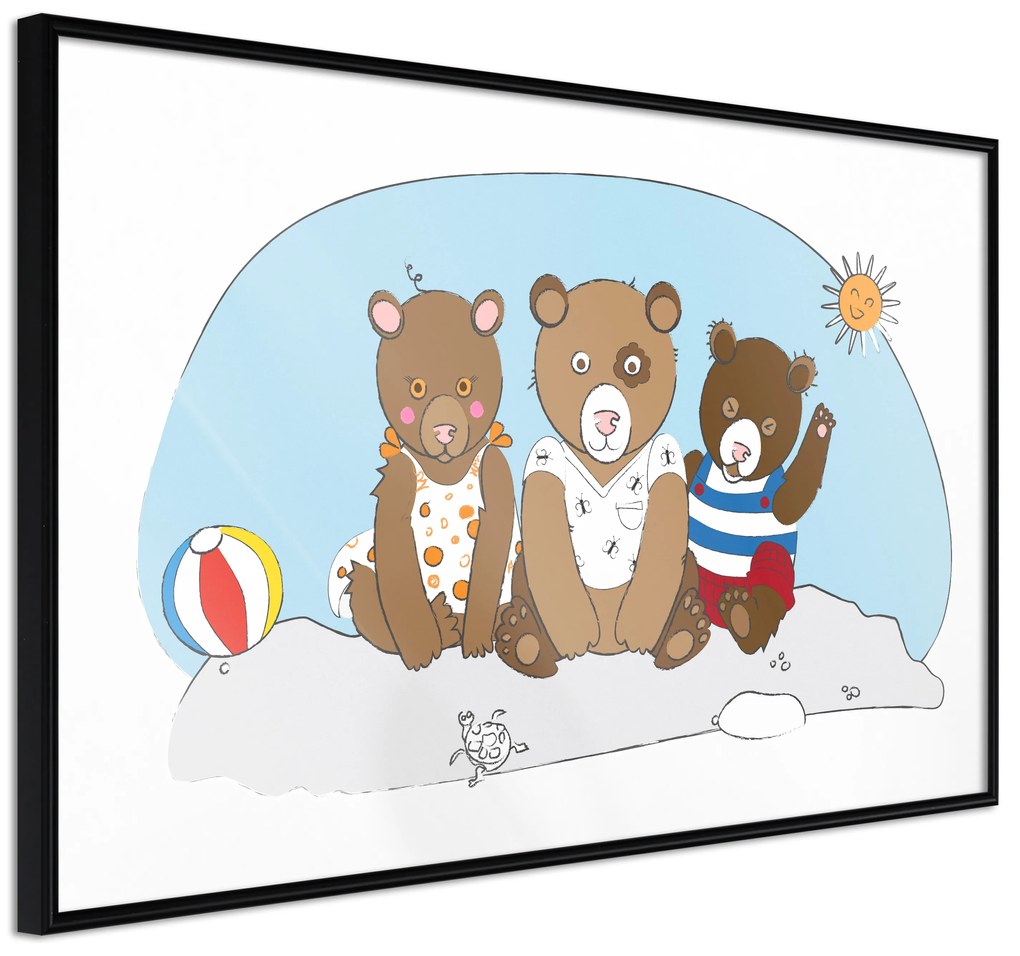 Artgeist Plagát - Teddy Bears on the Beach [Poster] Veľkosť: 30x20, Verzia: Zlatý rám