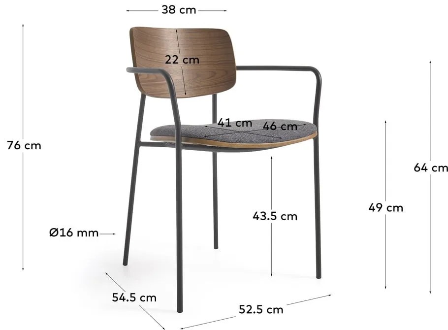 Sivo-hnedá jedálenská stolička Maureen – Kave Home
