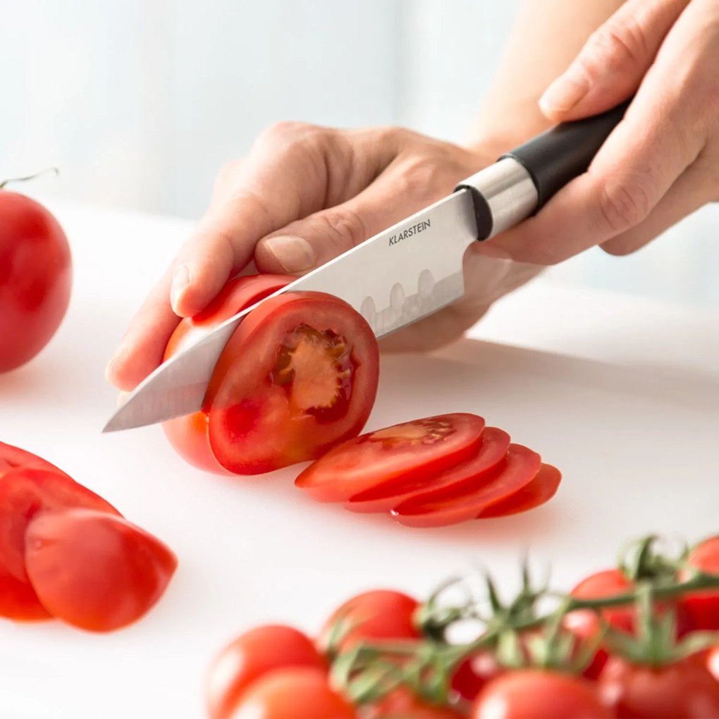 Klarstein Kitano, sada nožov s blokom, 8-dielna, 7 nožov, oceľ, luxusný drevený blok