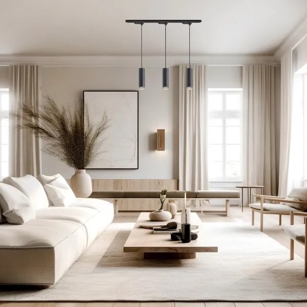 Závesné svietidlo na lane v lištovom systéme PIPE 3xGU10/10W/230V čierne