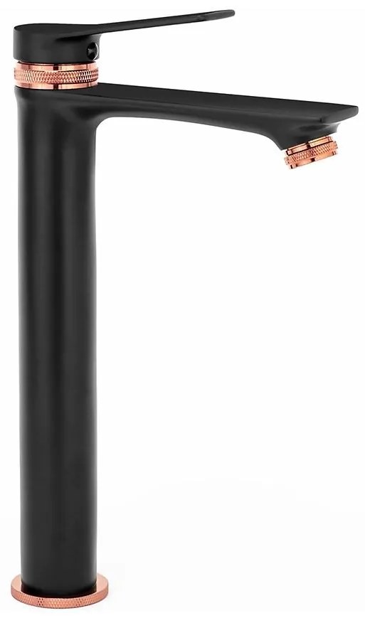 Vysoká umývadlová batéria Rea Viral čierna-ružové zlato