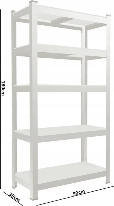 CH 5- policový kovový úložný regál Tosca IV. 180 x 90 x 30 cm - čierna