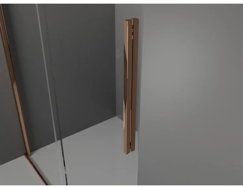 Mexen Velar, posuvné dvere do otvoru 140x200 cm, 8mm číre sklo, ružové zlato, 871-140-000-01-60