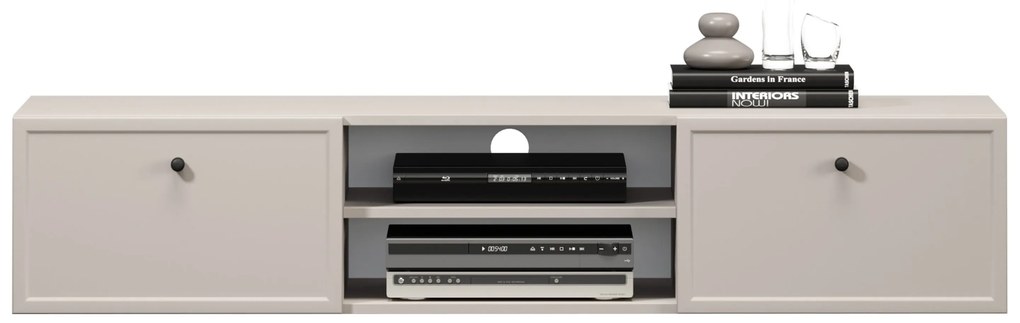 Závesný TV stolík Lorini 150 cm – kašmírová / čierne úchytky G