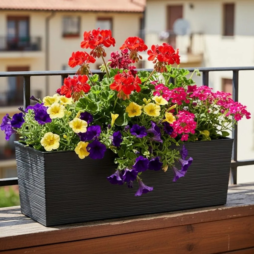 Plastový květináč Bouquet Riflo 56x19 cm černý