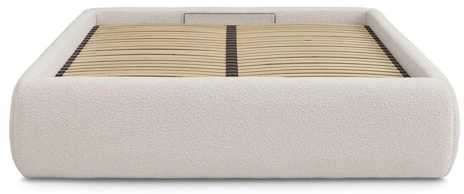 Biela čalúnená dvojlôžková posteľ s úložným priestorom/bez čela s roštom 180x200 cm Inera – Bobochic Paris