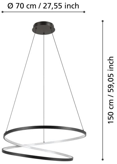Eglo 901138 - LED Luster na lanku RUOTALE LED/42W/230V 3000K čierna