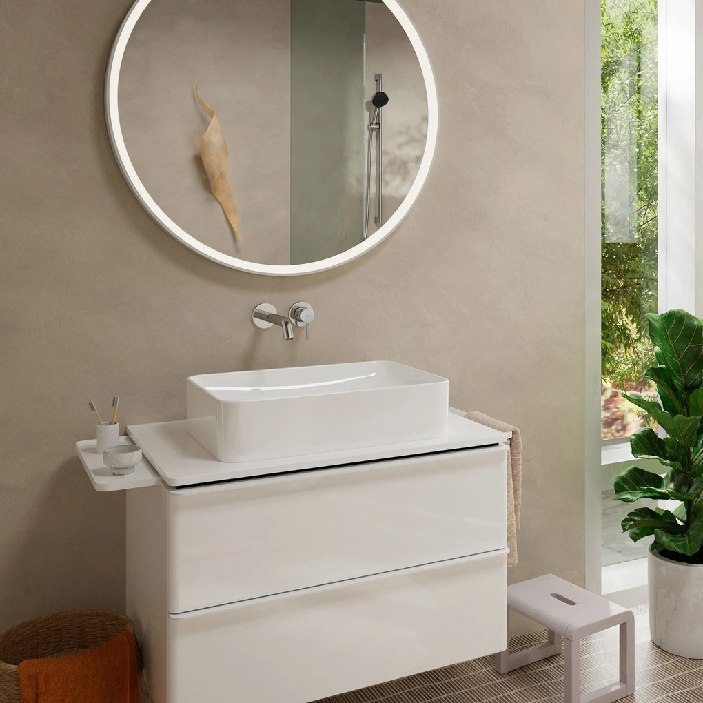 Hansgrohe Tecturis S, páková umývadlová batéria EcoSmart+ pod omietku s výtokom 165 mm, chrómová, HAN-73350000