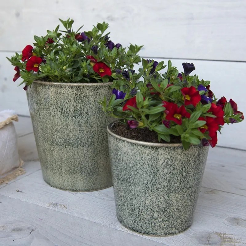 Zelený dekoračný obal na kvetináč Mion L - Ø 17*16 cm