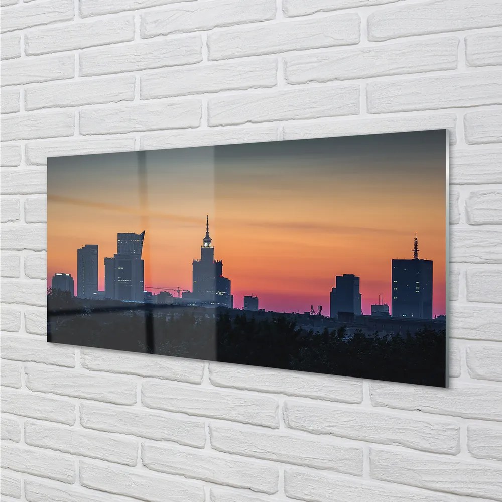 Nástenný panel  Sunset panorama Varšavy 100x50 cm
