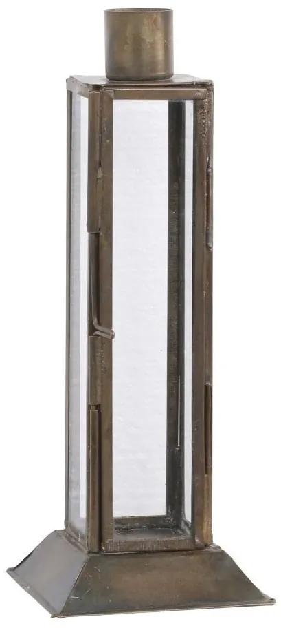 Mosadzný antik kovový svietnik na úzku sviečku Forei - 6.5*6.5*19cm