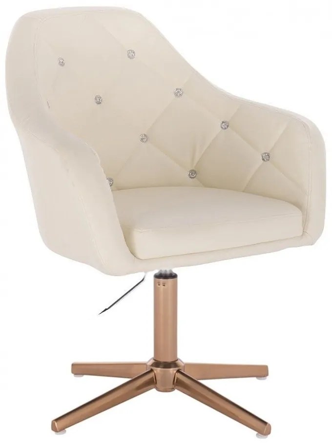 LuxuryForm DESIGN Kreslo ROMA na zlatom kríži - krémové