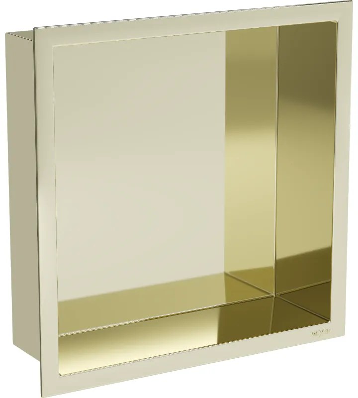 Mexen X-Wall-R, polička na zapustenie na obklad s golierom 30 x 30 cm, zlatá lesklá, 1950303010