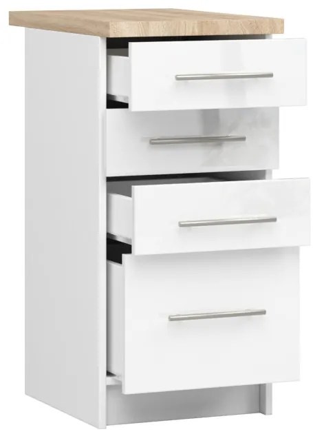 Spodná kuchynská skrinka s doskou OLIWIA S40 SZ4 biela, lesk