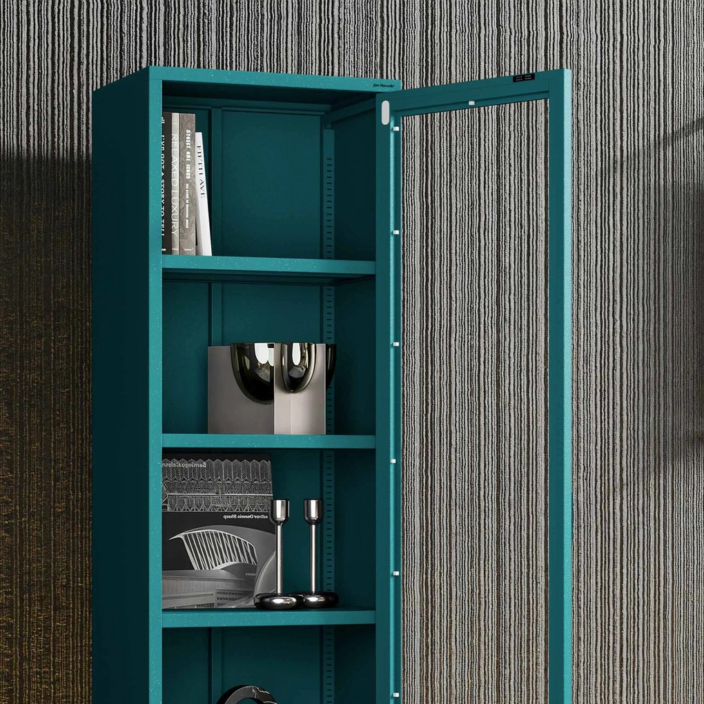 Vitrína LUIGI, 500 x 1800 x 350 mm, Modern: morská modrá