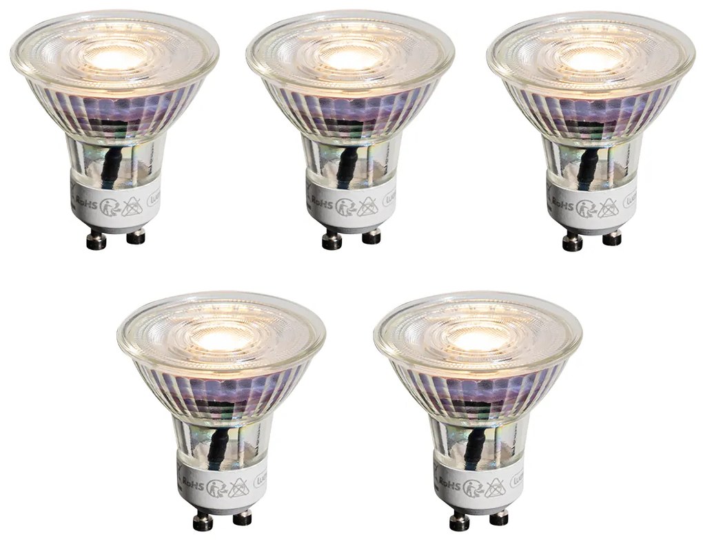 Sada 5 čírych LED žiaroviek GU10 50mm 3,5W 330 lm 3000K