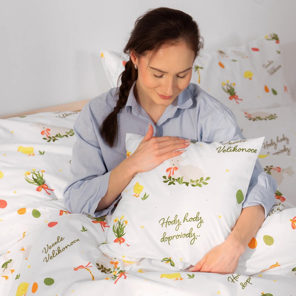 Goldea veľkonočná bavlnená obliečka na vankúš - česká veľká noc 70 x 90 cm