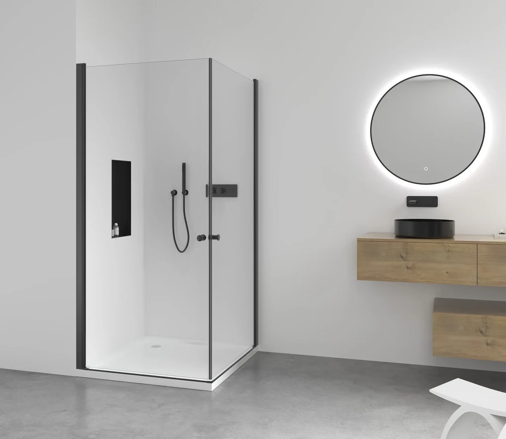 CERANO - Sprchovací kút Antelo Duo L/P - čierna matná, transparentné sklo - 120x120 cm - krídlový, CER-CER-482332